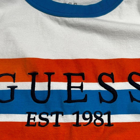 Guess Striped Embroidered Ringer T-Shirt - Picture 3 of 6